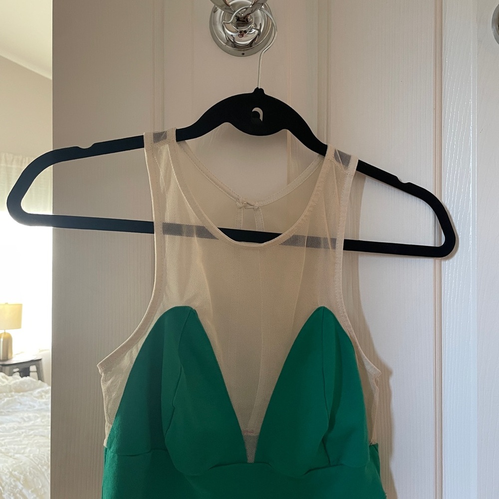 Green and Sheer Sleeveless Top